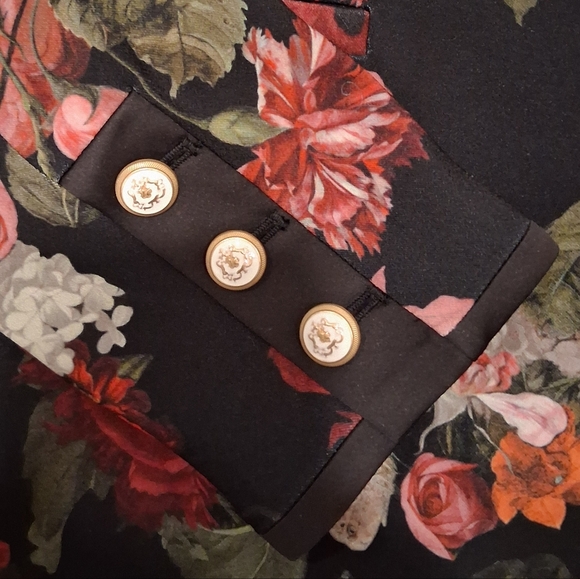 Alice + Olivia Breann Black Floral Slim-fit Blazor - Pink And Red - Size 6 - NWT - Picture 7 of 12